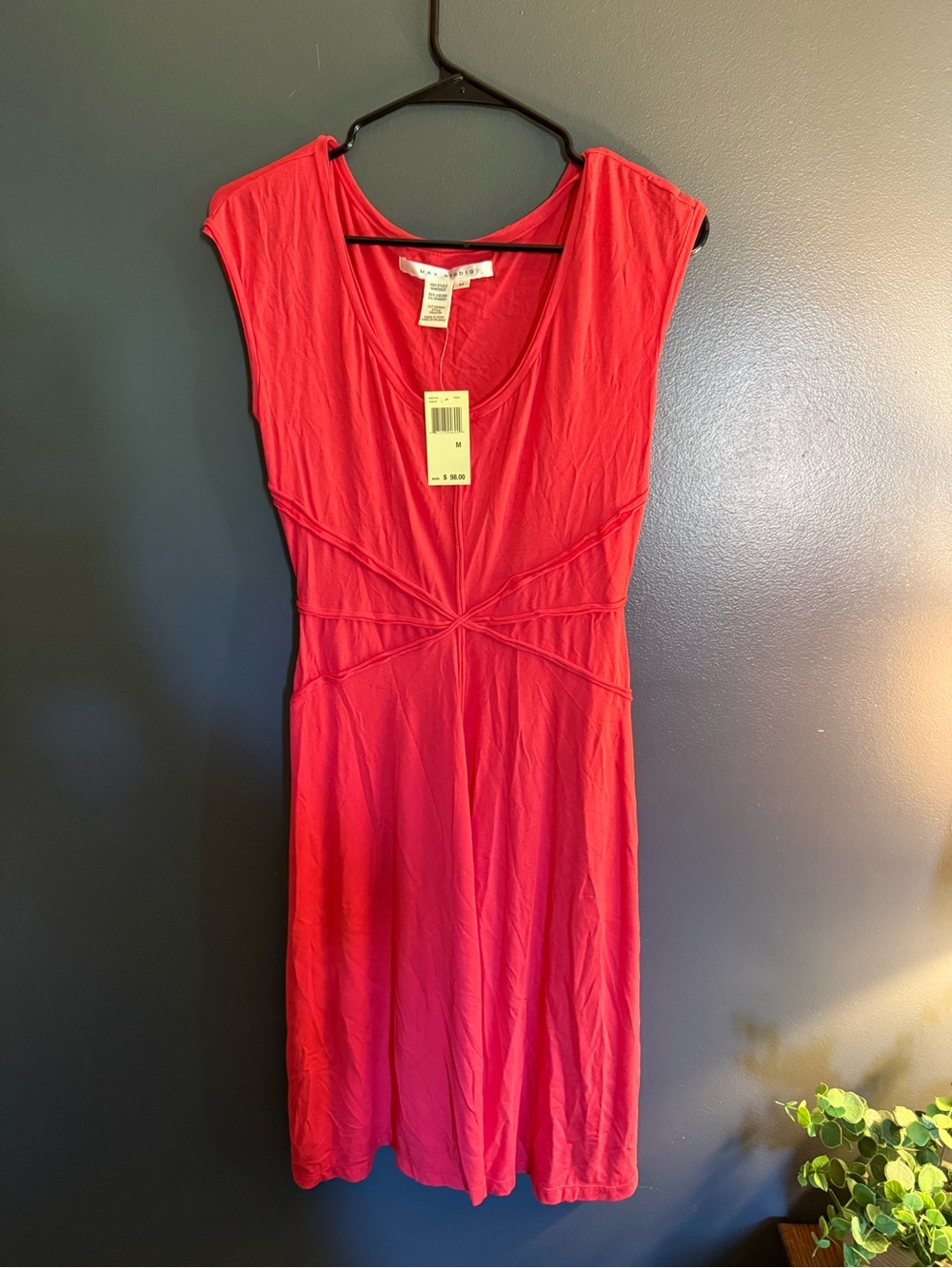 NWT, Bright Pink Twist-Front Cap Sleeve Dress - Picture 1 of 3